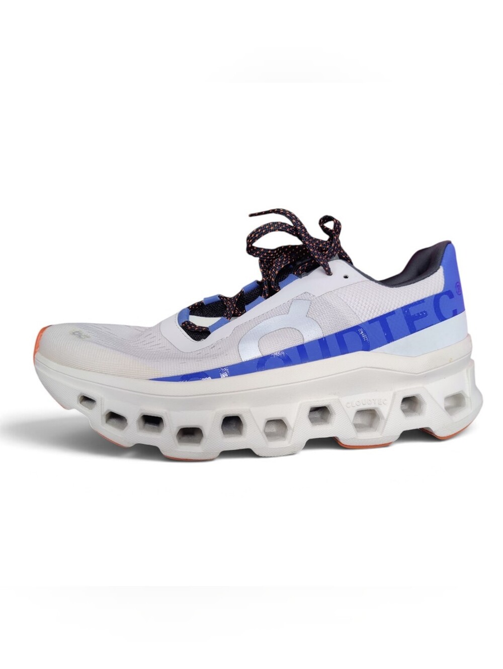 ON CLOUD MONSTER Running Shoes Sz 8 Frost White / Cobalt Blue 61.98648